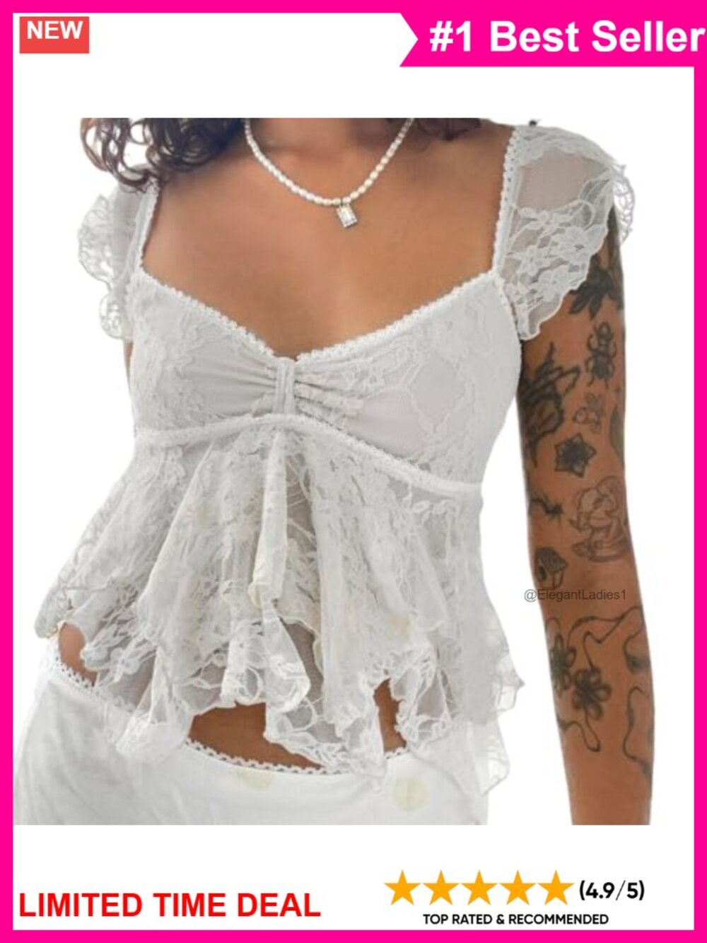Lace Cap Sleeve Flowy Tank Top Ruched Peplum Blouse